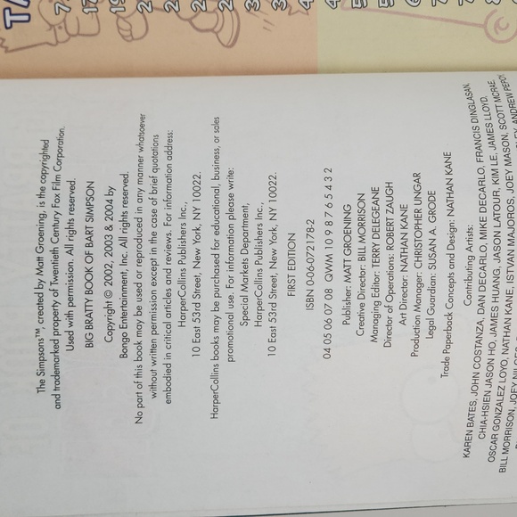 BIG BRATTY BOOK OF BART SIMPSON First Edition 2004 Softcover - Picture 5 of 14